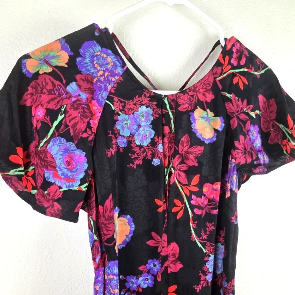 Women's REISS Floral Black Maxi Dress Size 02/XS - Picture 6 of 11